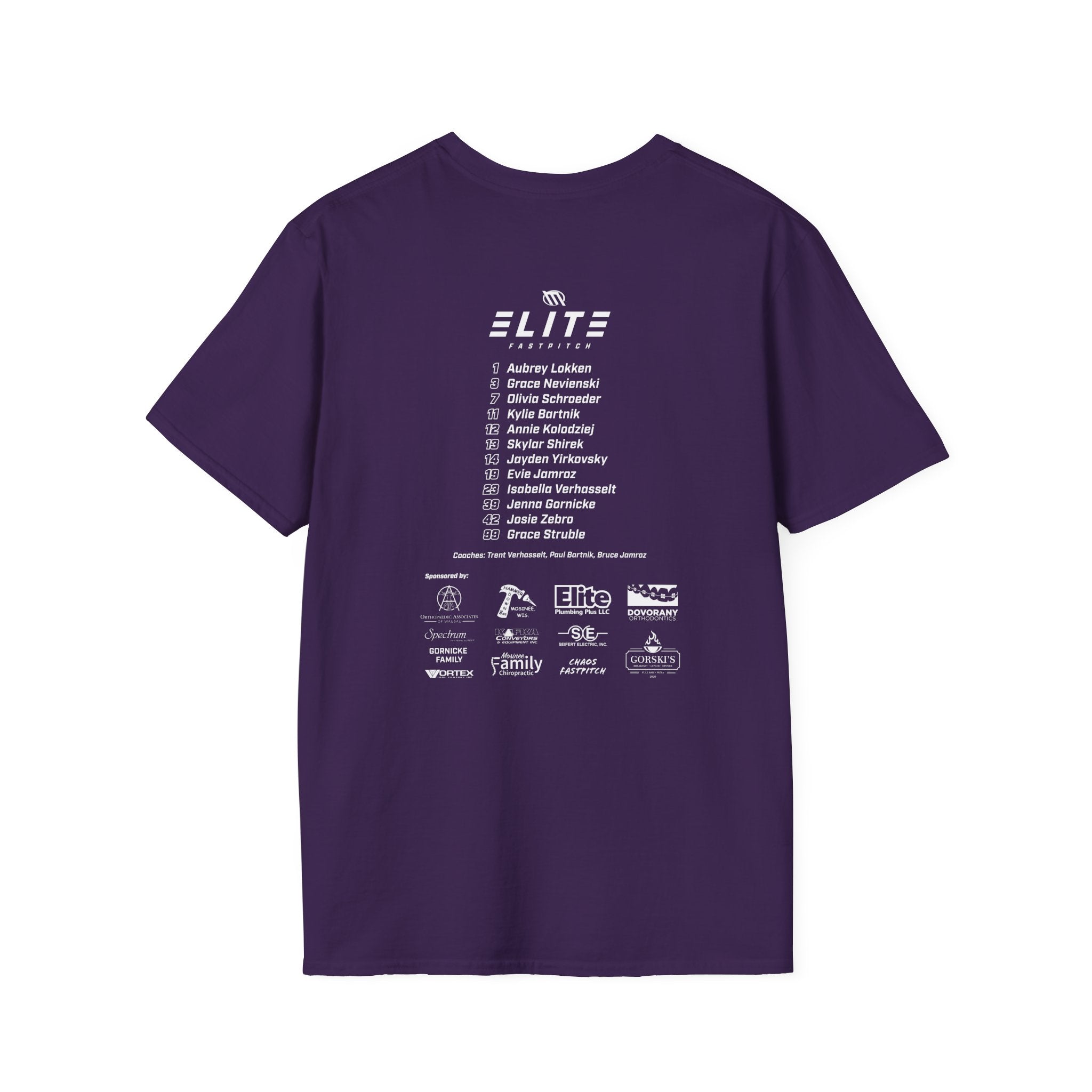 Mosinee Elite Fastpitch Sponsor T-Shirt in Purple Unisex Softstyle T-Shirt
